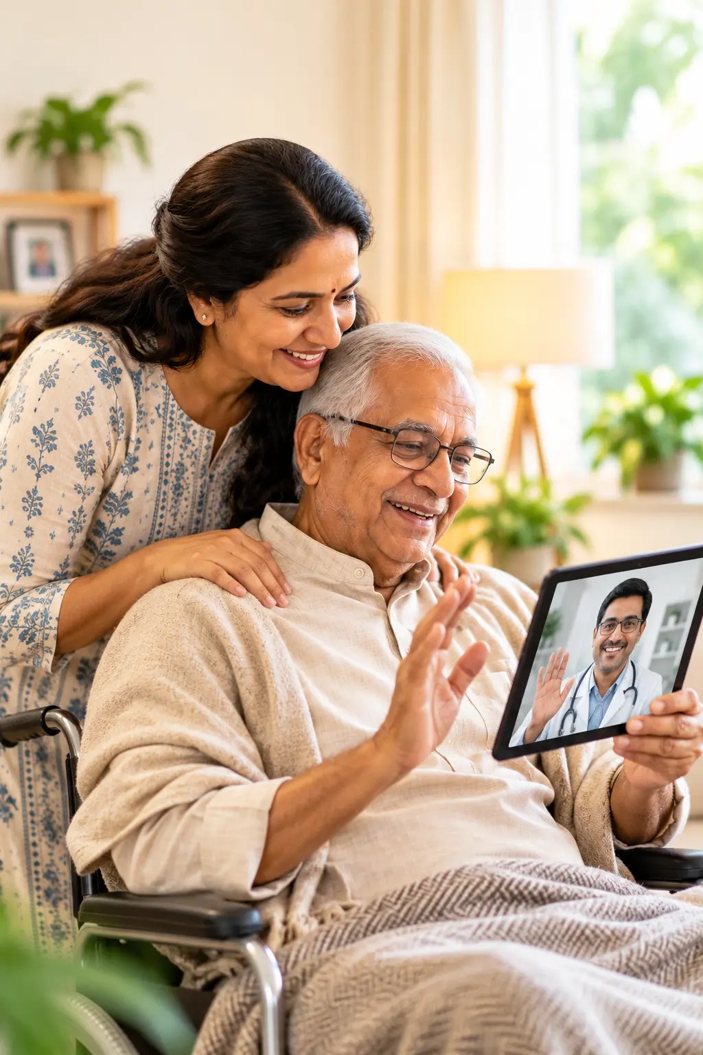 Caregiver supporting an elderly patient