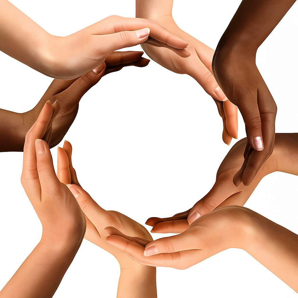 Deux mains se tendant l'une vers l'autre, symbolisant l'aide et la solidarité.