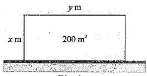 Cần rào ba cạnh để cùng với bờ tường có sẵn tạo thành mảnh vườn hình chữ nhật có diện tích $200{{text{m}}^{2}}$. Kí hiệu $xleft( text{ m} right),yleft( text{ m} right)$ lần lượt là độ dài các cạnh của mảnh vườn vuông góc và song song với bờ tuờng 1 de thi toan online