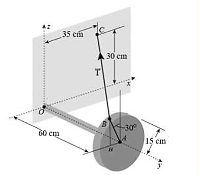 Một vật dụng bằng sắt đang nằm trên mặt sàn có tay cầm dài $58$ cm nối với một ống trụ dày $4$ cm và có đường kính đáy bằng $30$ cm 2 de thi toan online