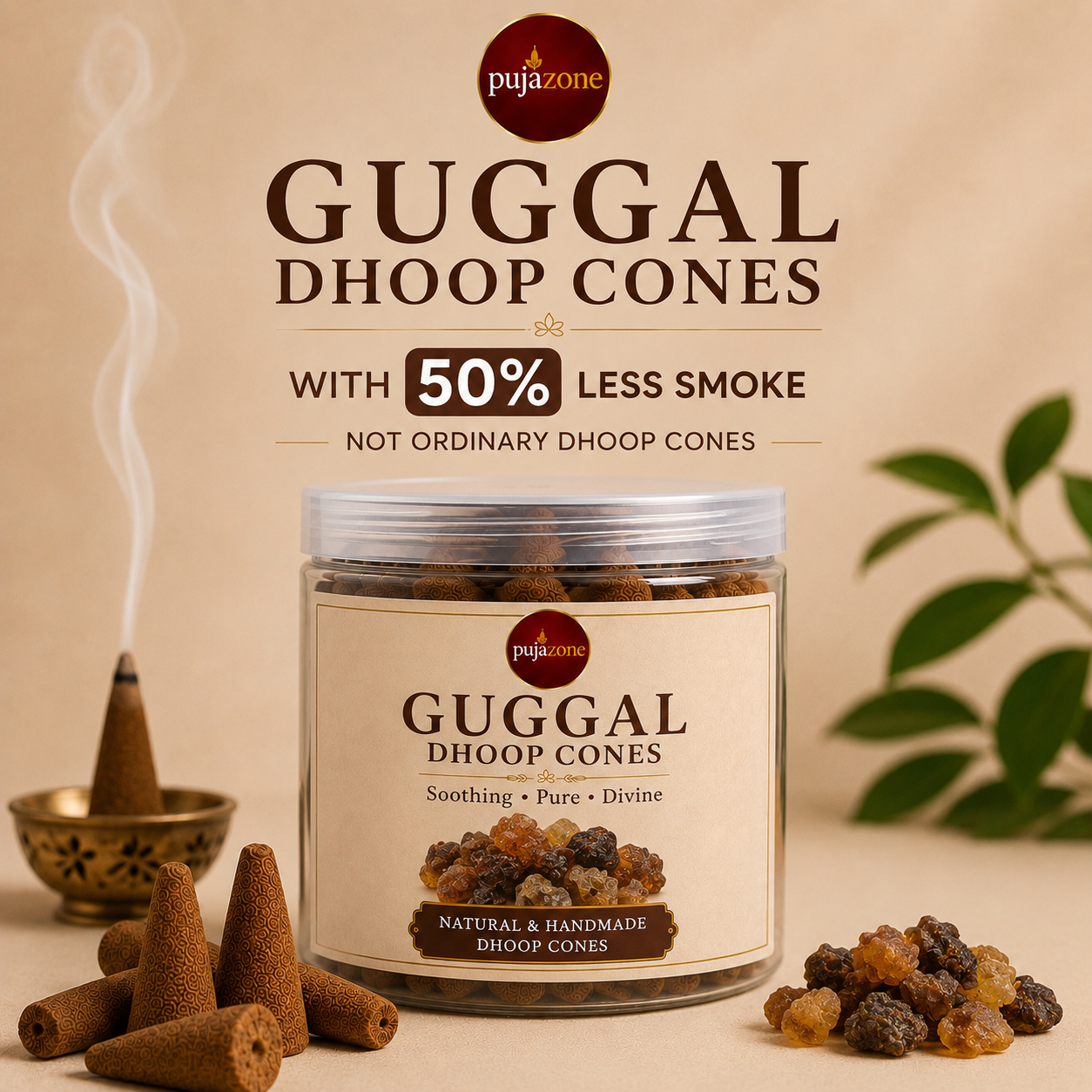 Low Smoke Guggal Dhoop Cones