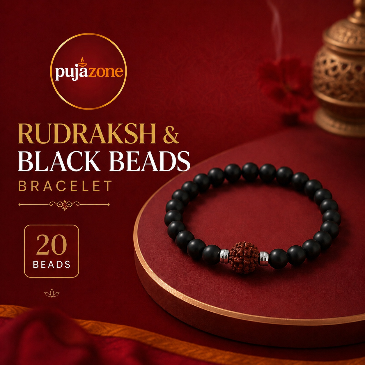 Rudraksha & Black Beads Bracelet