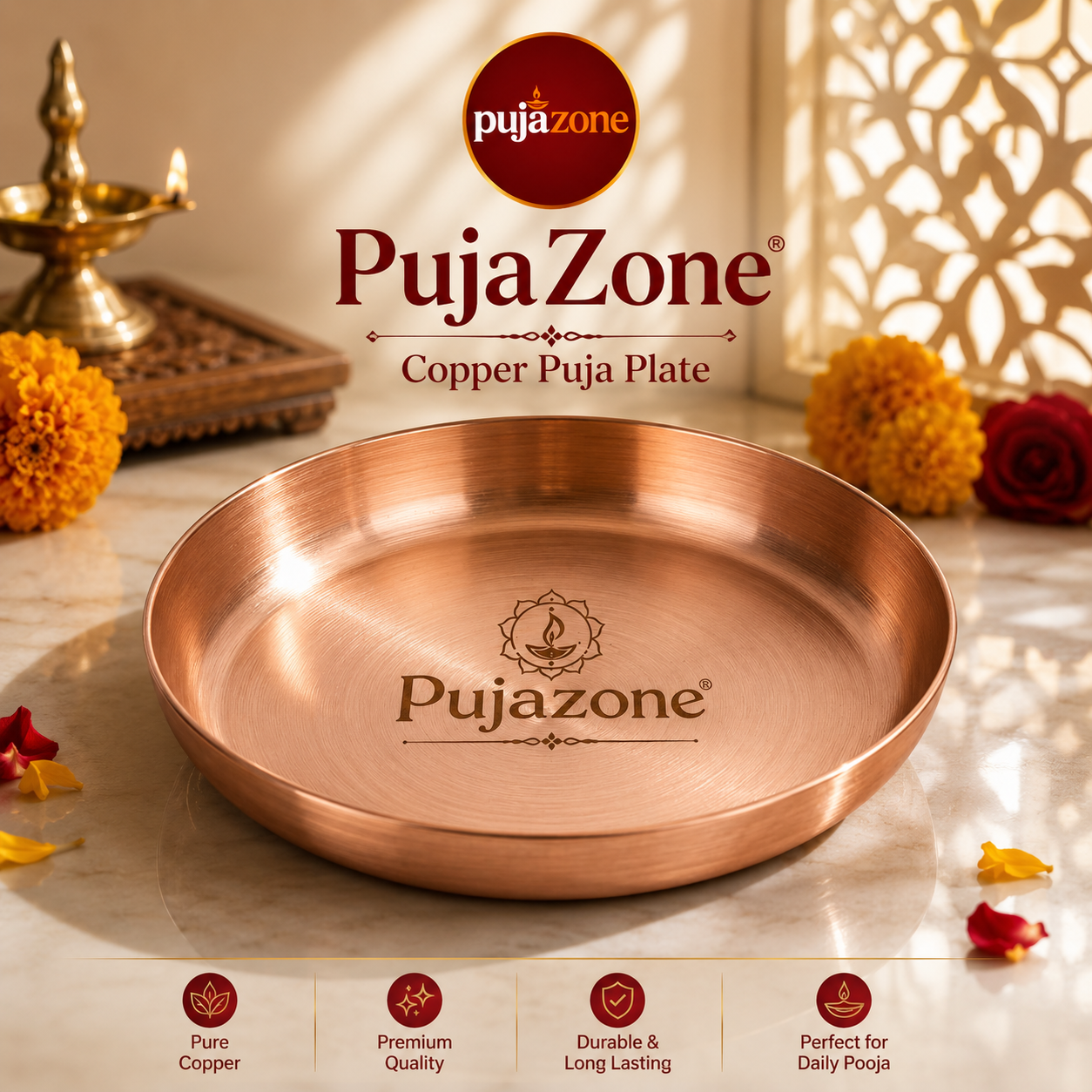 Pure Copper Puja Plate