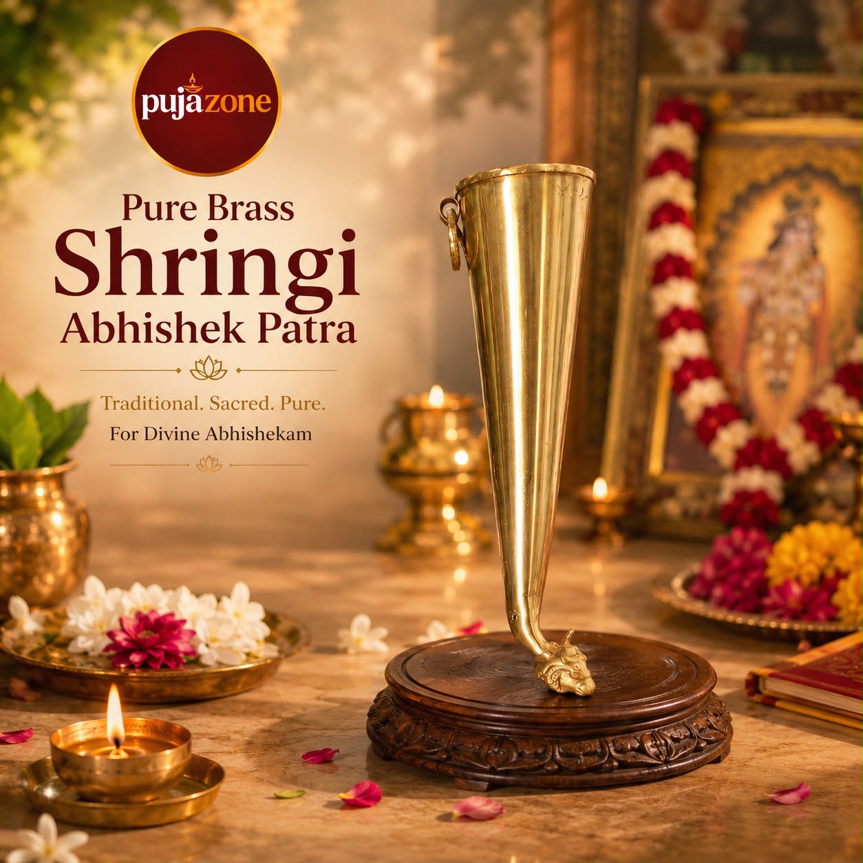 Brass Gaumukhi shringi