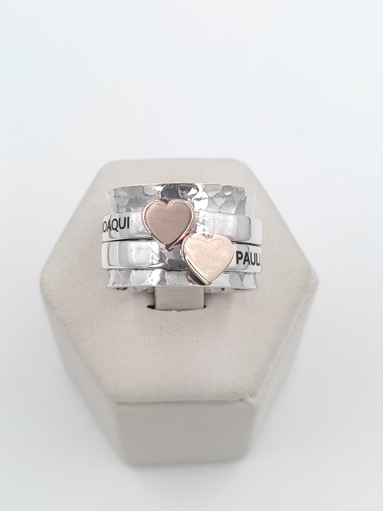 ANILLO MARTILLADO DE HIJOS EN PLATA Y ORO