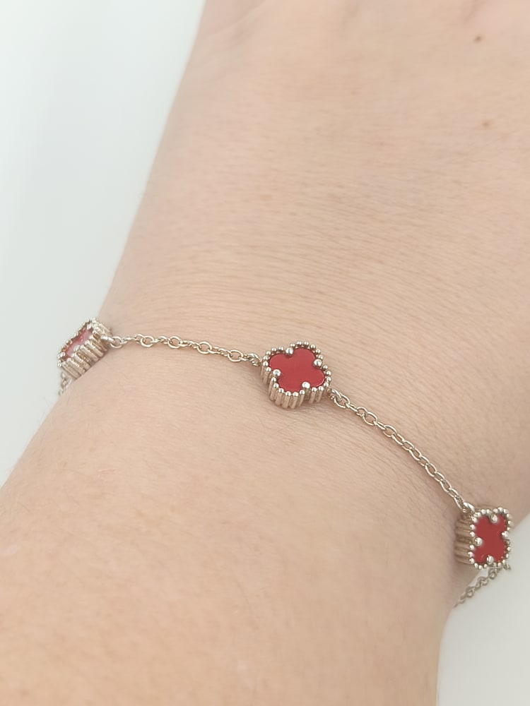 PULSERA VAN CLEEF 3 FLORES SIMIL CORAL