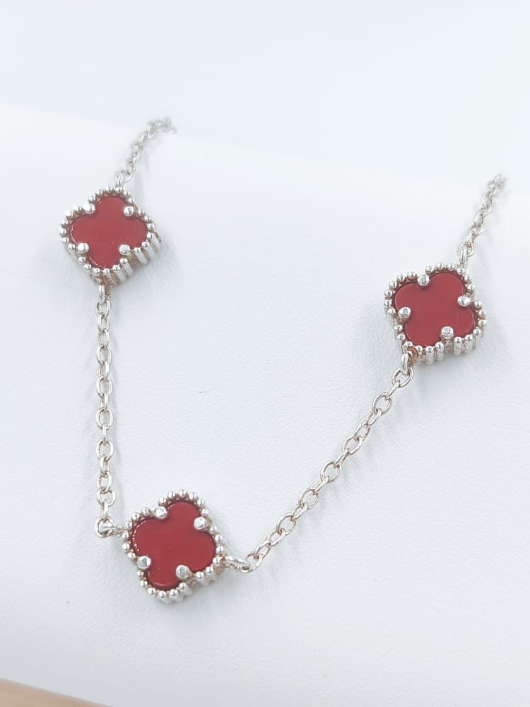 PULSERA VAN CLEEF 3 FLORES SIMIL CORAL