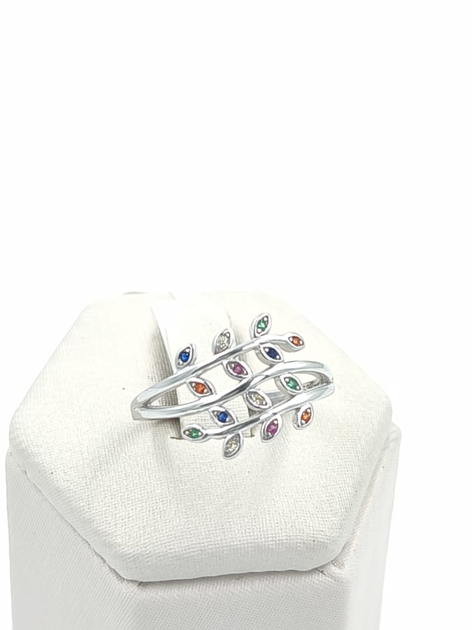 ANILLO RAMITAS CON CIRCONIAS DE COLORES