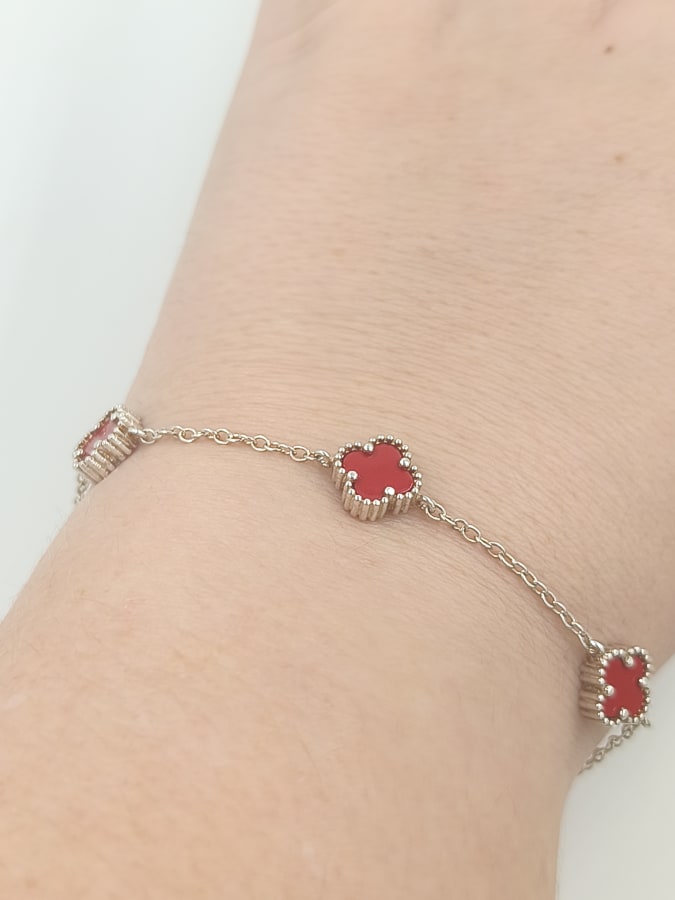 PULSERA VAN CLEEF 3 FLORES SIMIL CORAL
