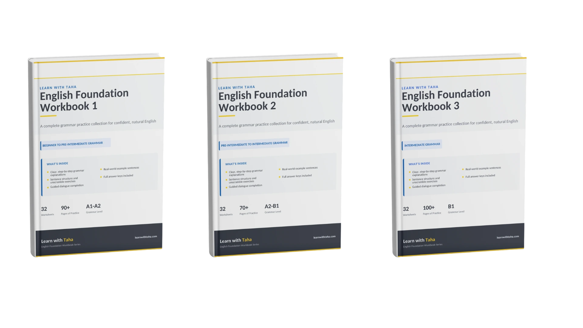 Mockup de los 3 Workbooks Digitales