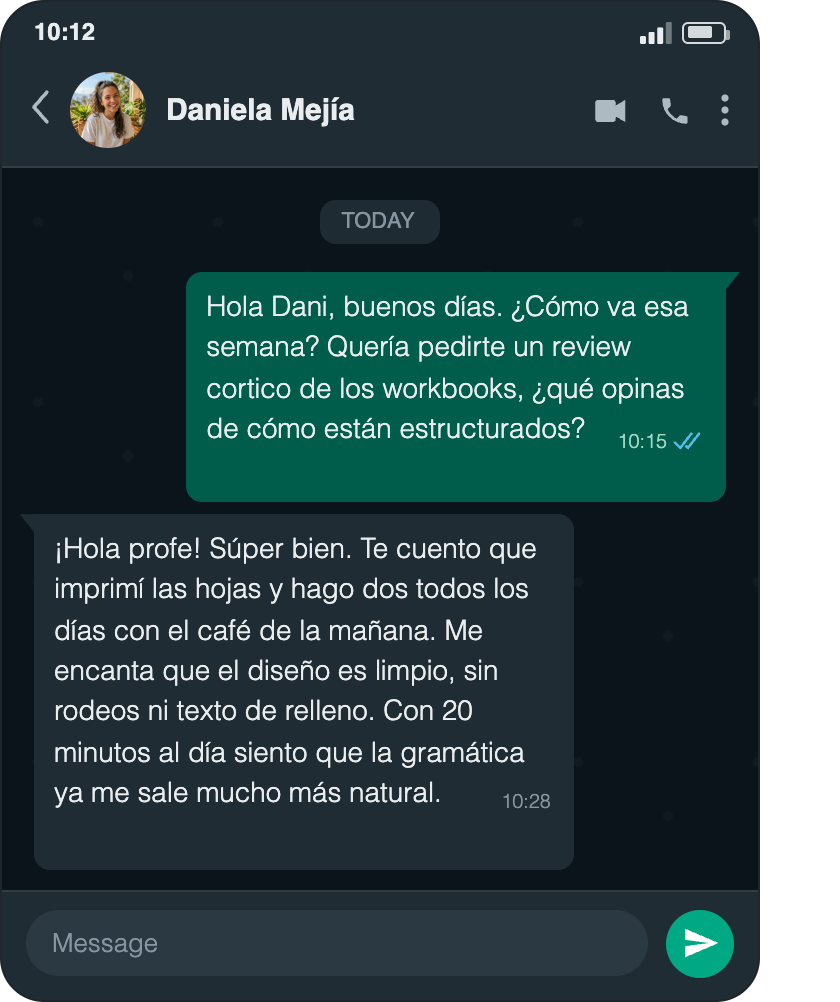 Testimonio Whatsapp Daniela
