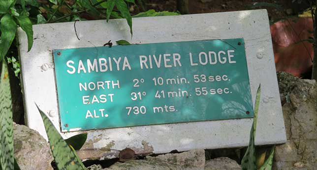 GPS coordinates of Sambiya River Lodge