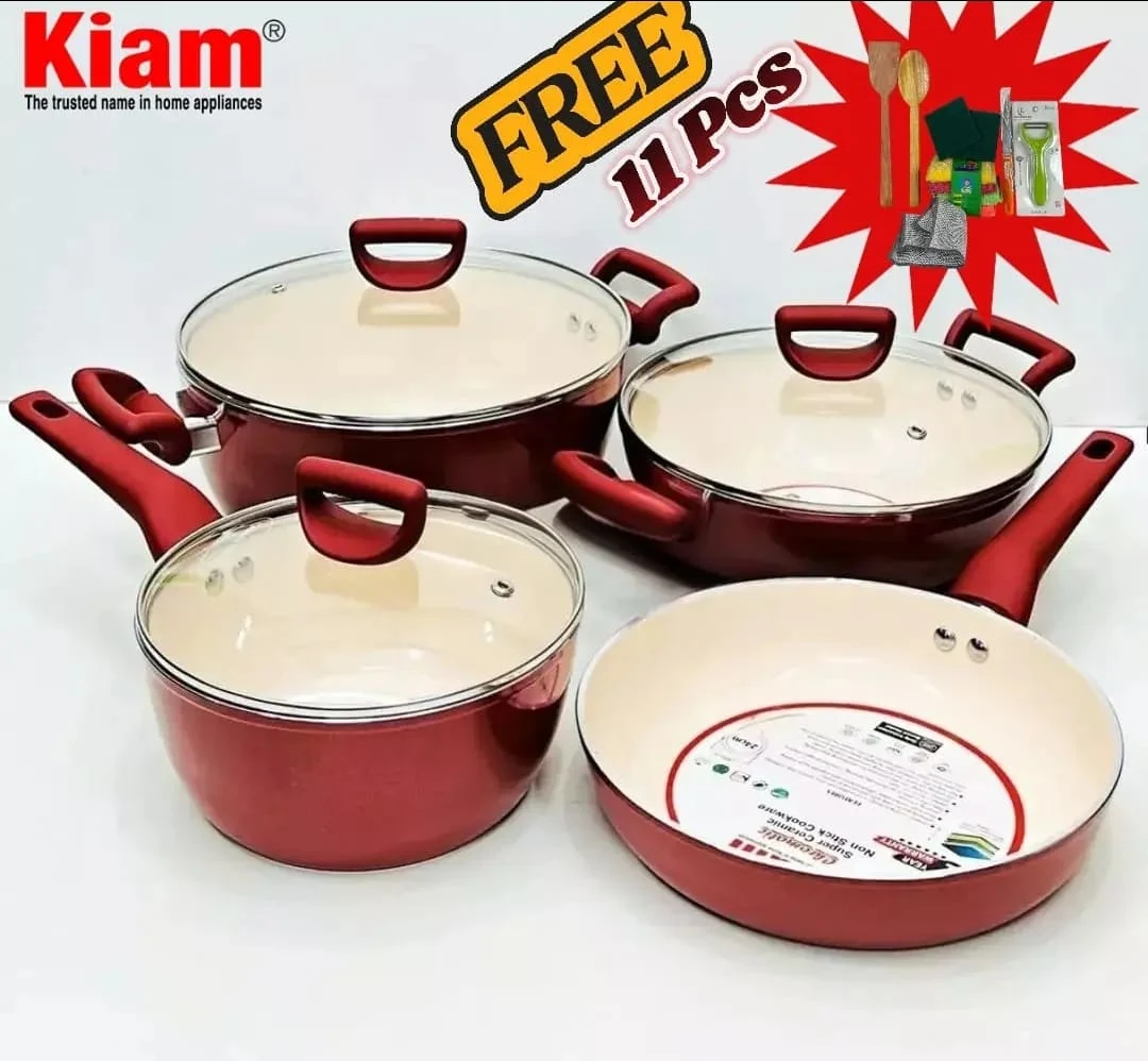 Kiam Super Ceramics 7 pcs Cookware set IB + 11Pcs Free gift item