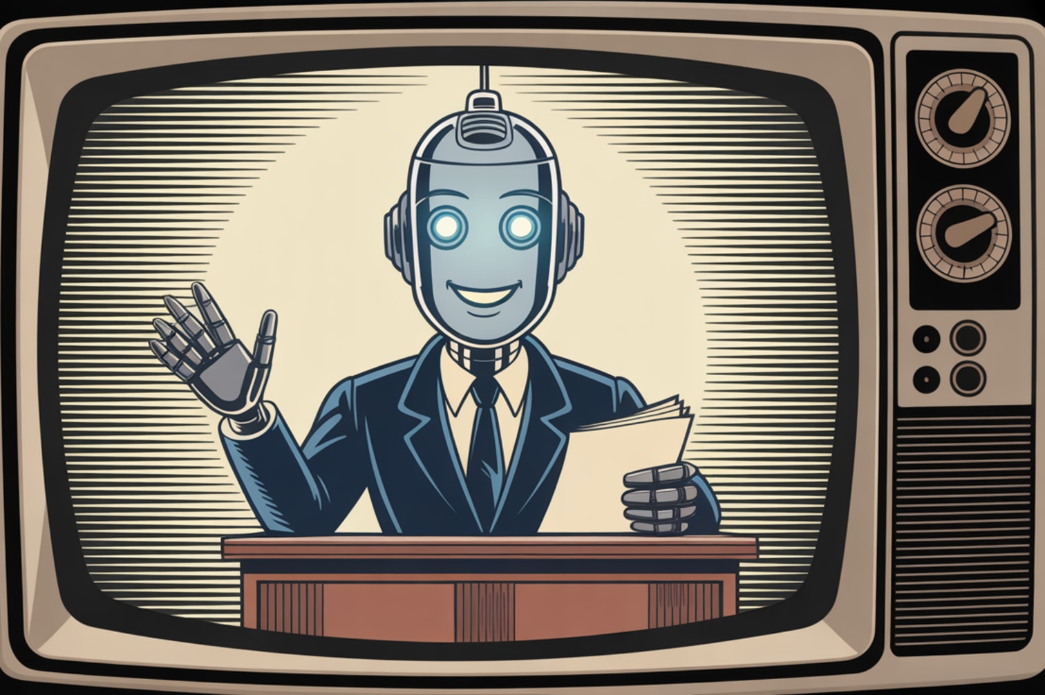 Vintage illustration of three television networks