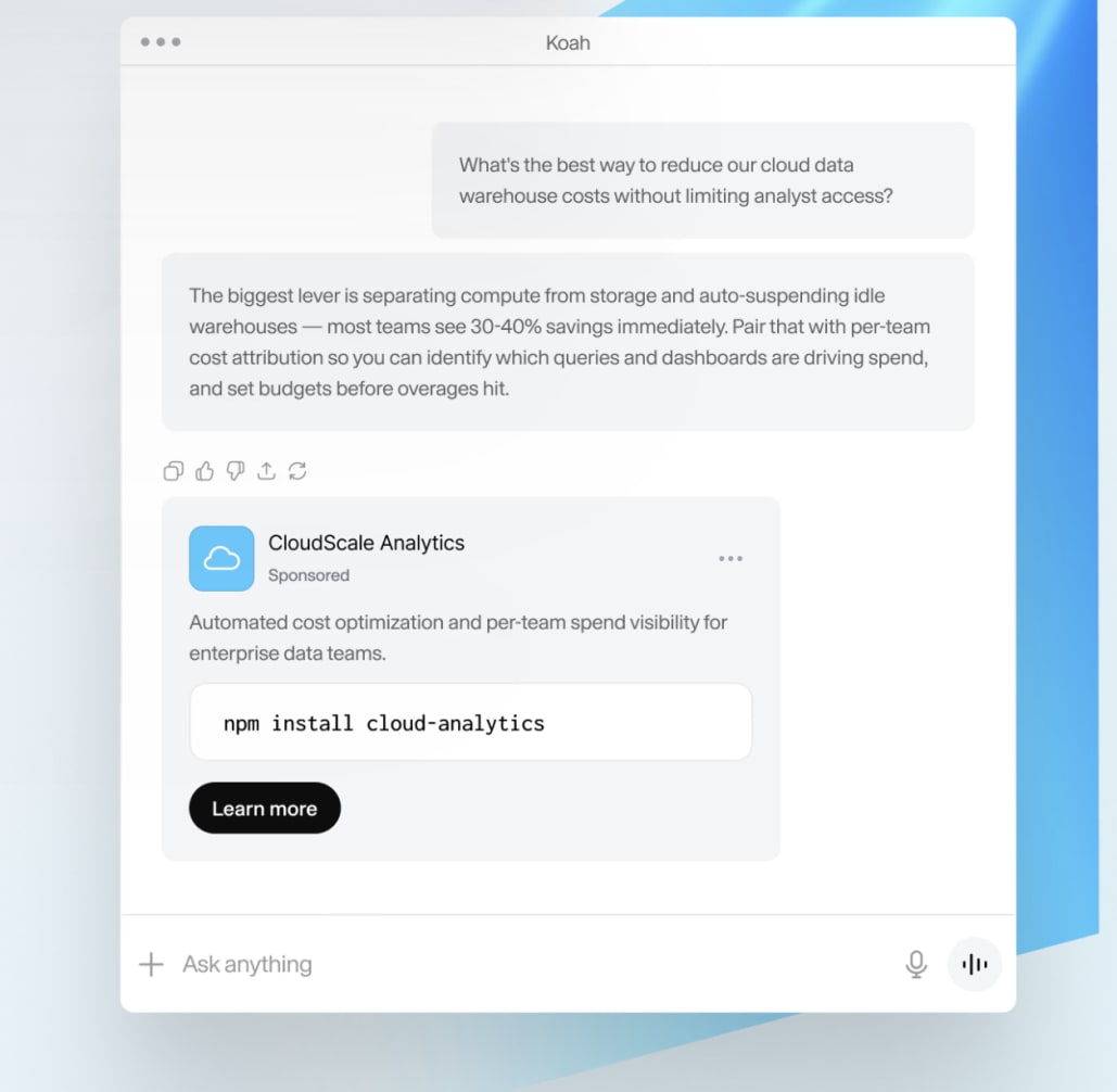Koah AI advertising platform