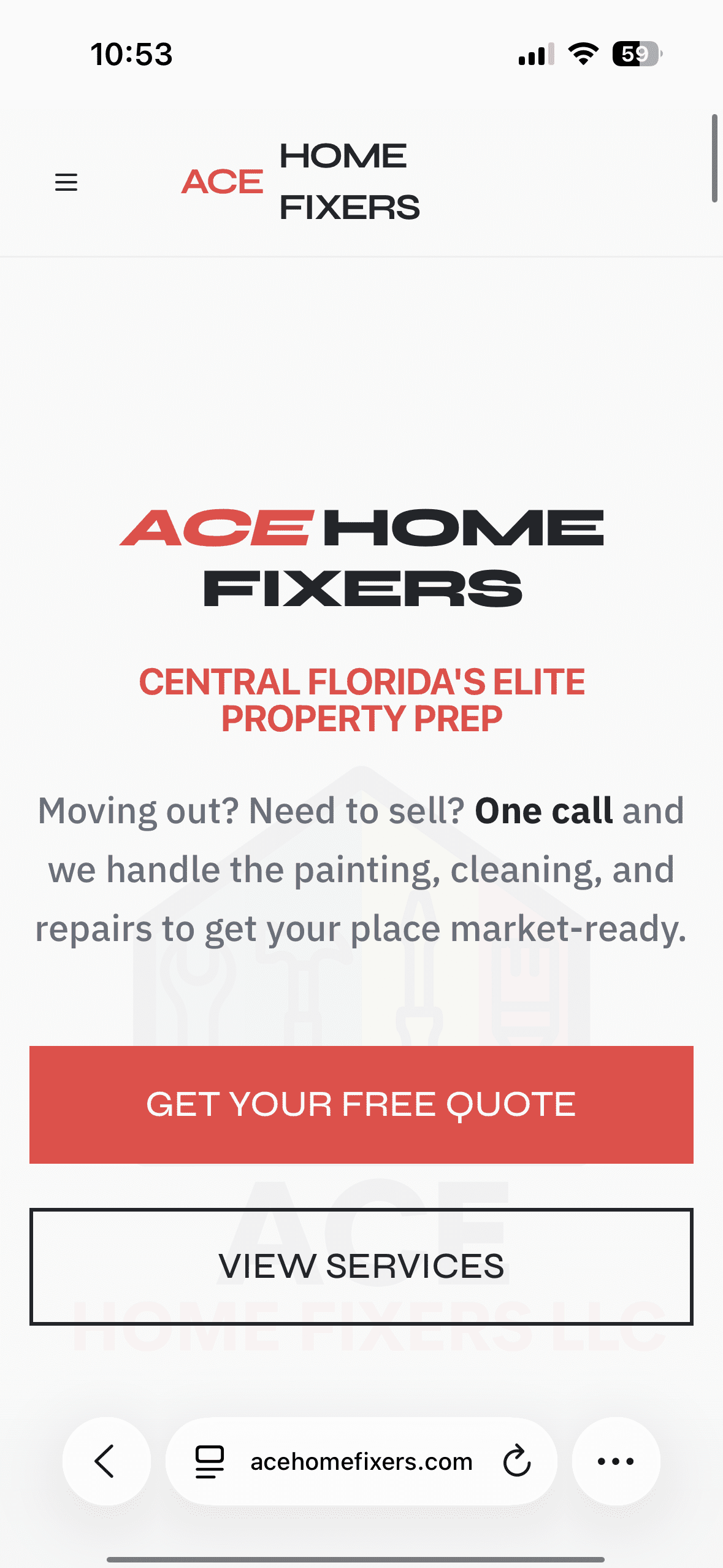 Ace Home Fixers property-prep website preview