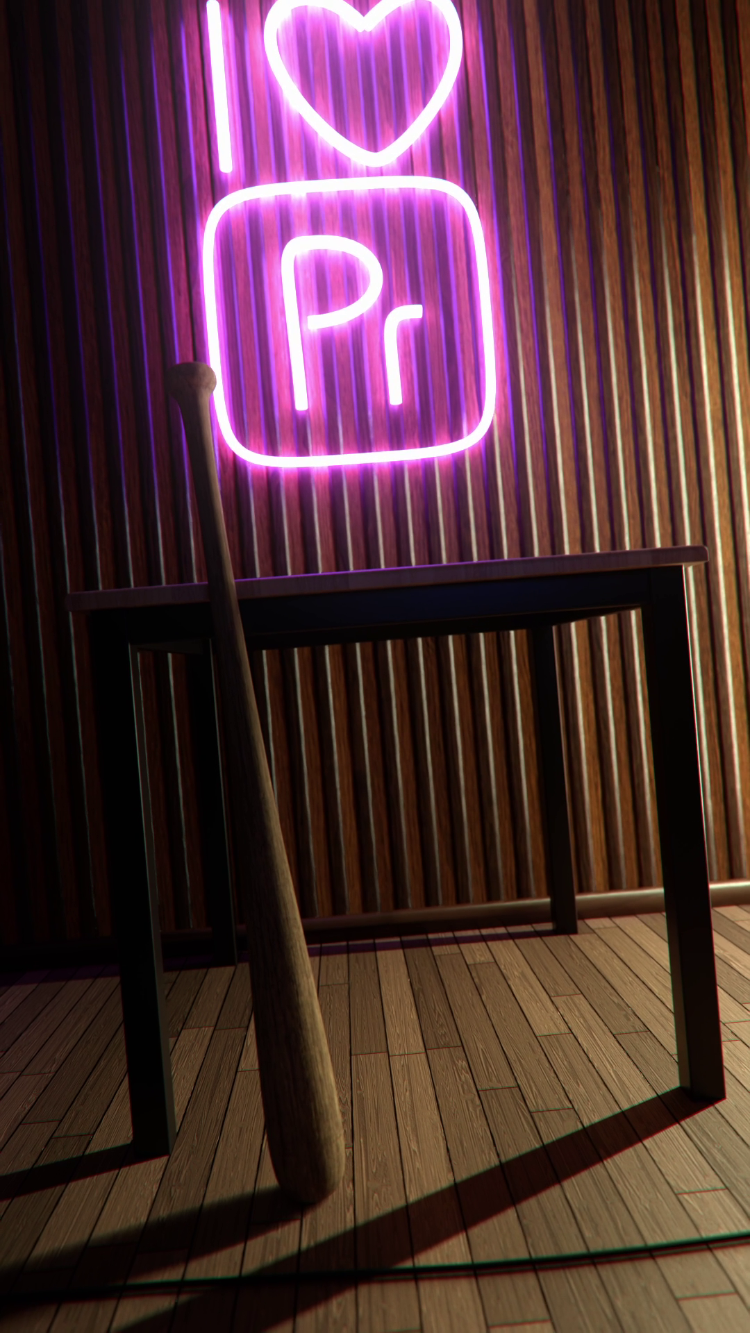 publicité sur les réseaux sociaux ou l’on montre une batte de baseball à côté du logo premiere pro