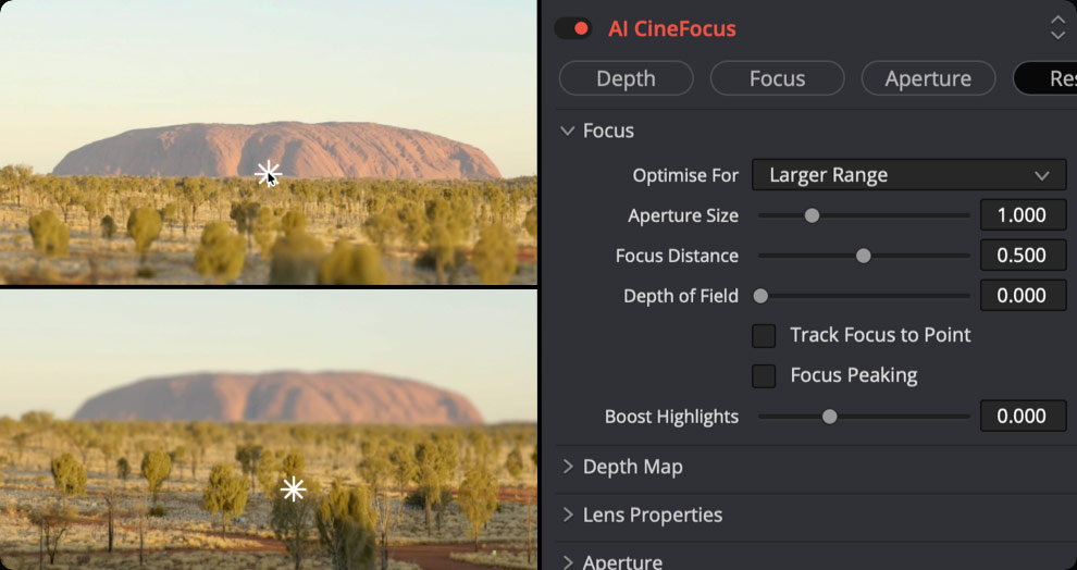 ai cinefocus dans davinci resolve 21