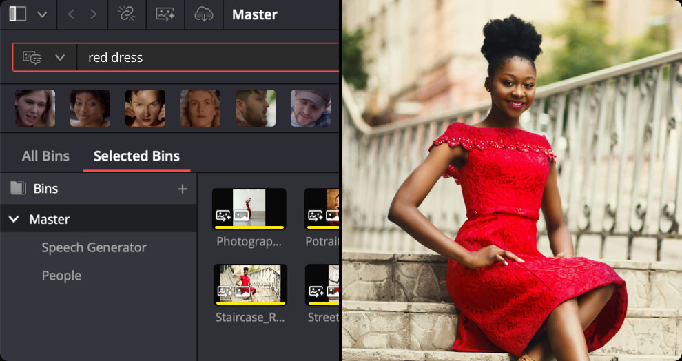 ai intellisearch dans davinci resolve 21
