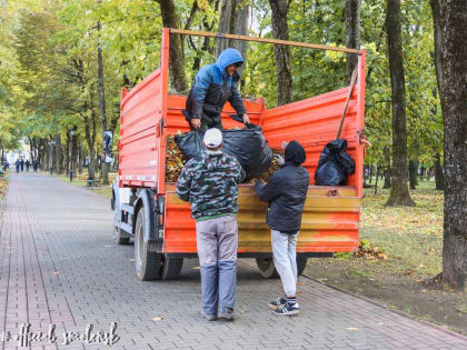 «Зеленстрой» убирает опавшие листья в смоленских парках