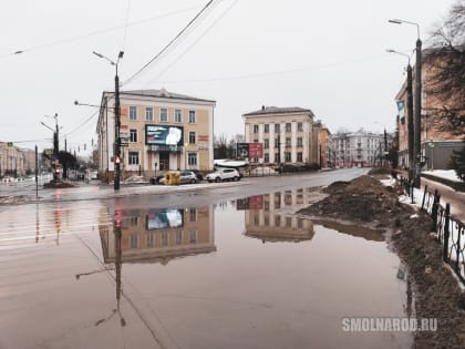 Смоленск непраздничный: аномальное тепло наполнило улицы города «реками и озерами»