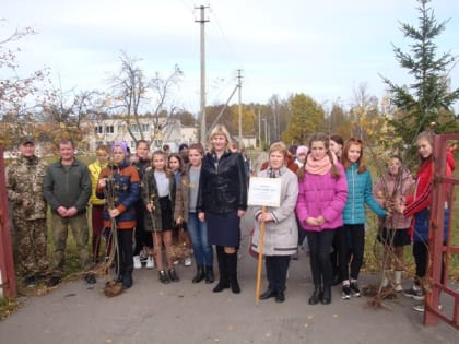 Ершичские школьники совместно с партийцами посадили рябиновую аллею