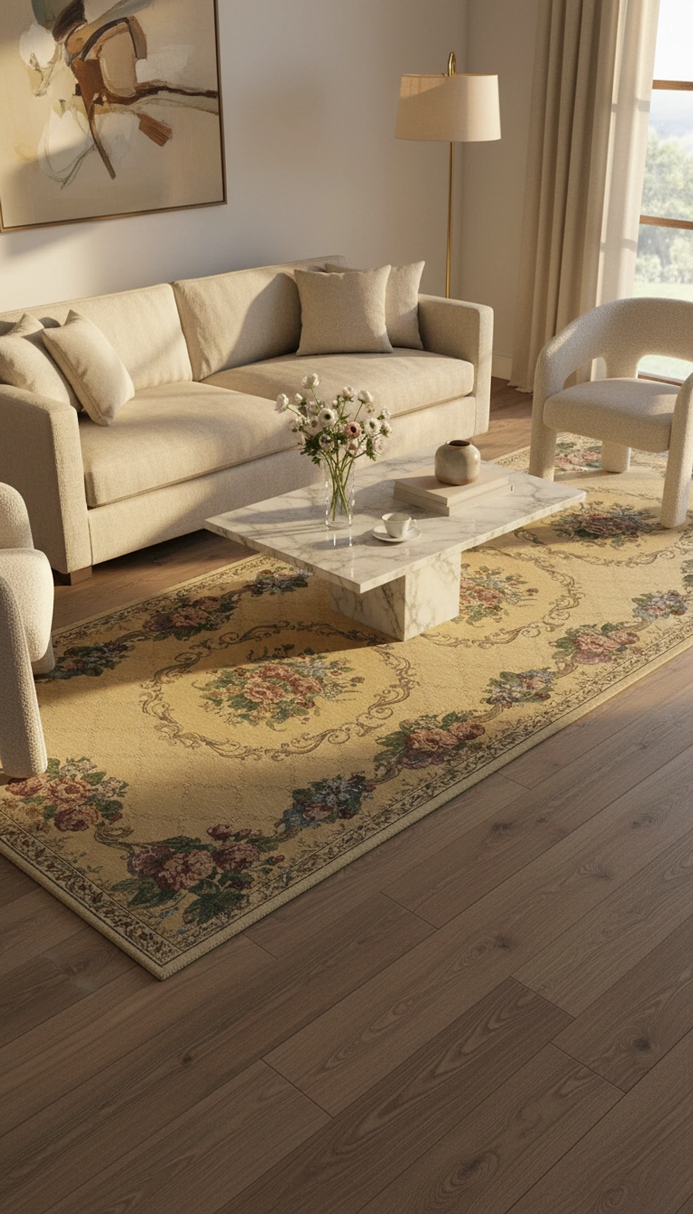 Tapete Jasmin Floral Bege 70cm x 1.80m - Lifestyle