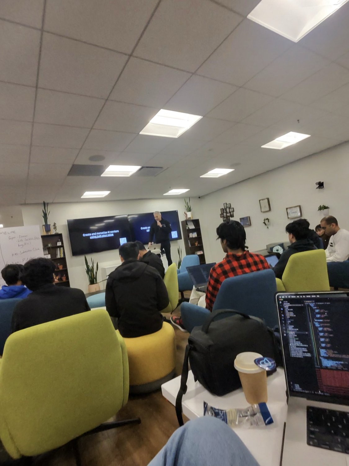 Kickoff of the hackathon in the 500 Global room in Palo Alto