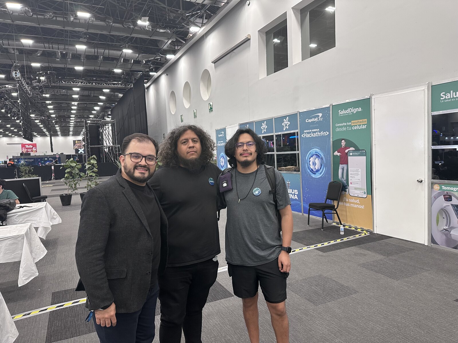 John Olven with his team at the Genius Arena Hackathon presented by Capital One at Talent Land 2025, Guadalajara