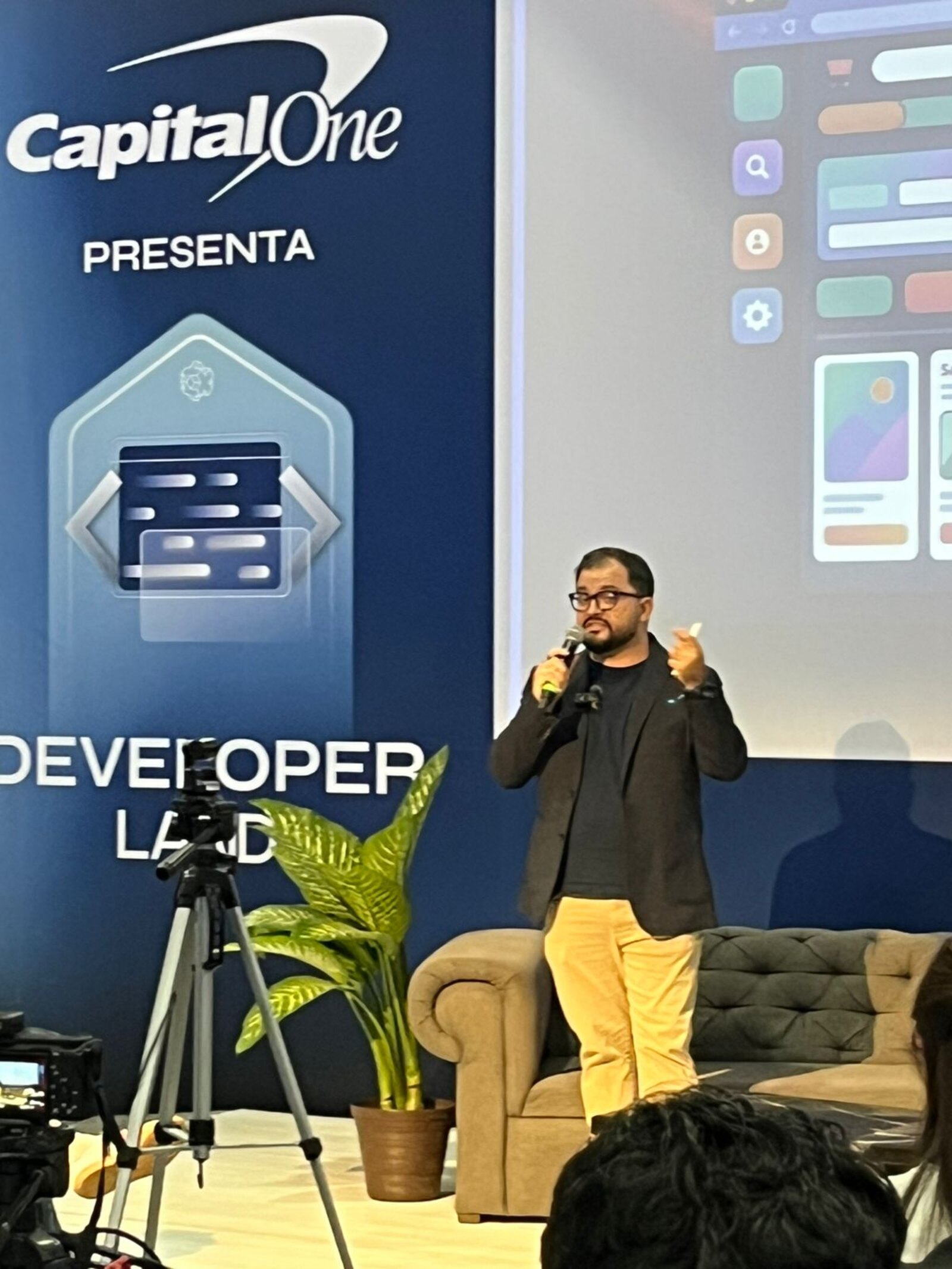 John Olven on the Developer Land stage at Talent Land México 2026, presented by Capital One