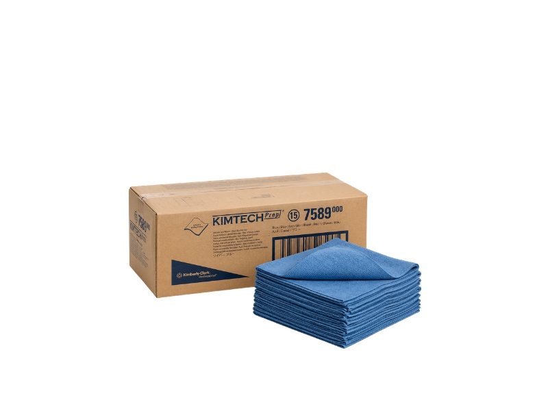 Kimtech Prep Kimtex Wiper Blue — Kimtech Prep Kimtex blue wipes for heavy-duty cleaning and oil removal in industrial environments.