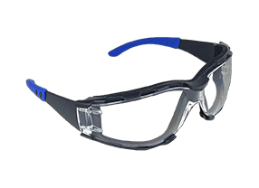 VisonSafe Hicross Plus Safety Spectacles — Frameless safety spectacles with padded foam seal, anti-fog and anti-scratch clear polycarbonate lens.