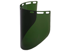 VisonSafe FS321 IR5 Face Shield Visor — IR5 shade polycarbonate visor, 2 mm thick, with anti-fog and anti-scratch coating for hot work.