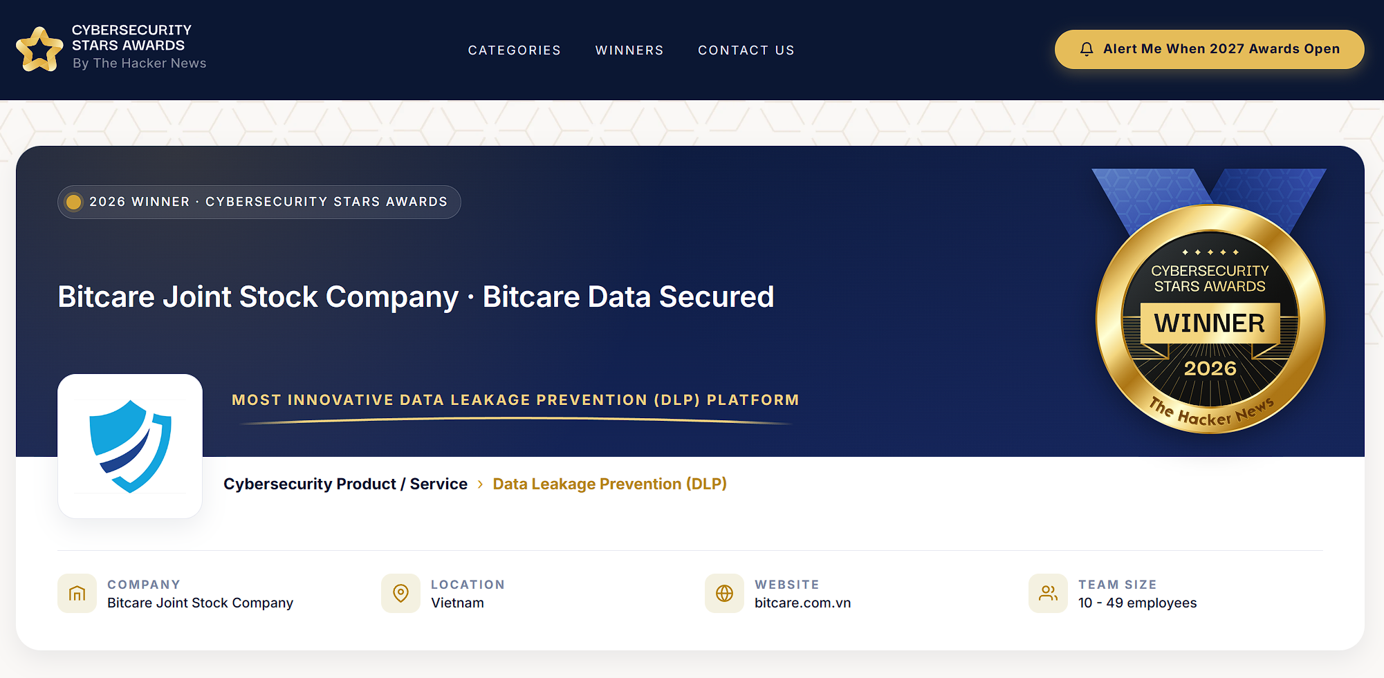 Bitcare Data Secure – Sản phẩm an toàn thông tin Việt Nam duy nhất được vinh danh tại Cybersecurity Stars Awards 2026