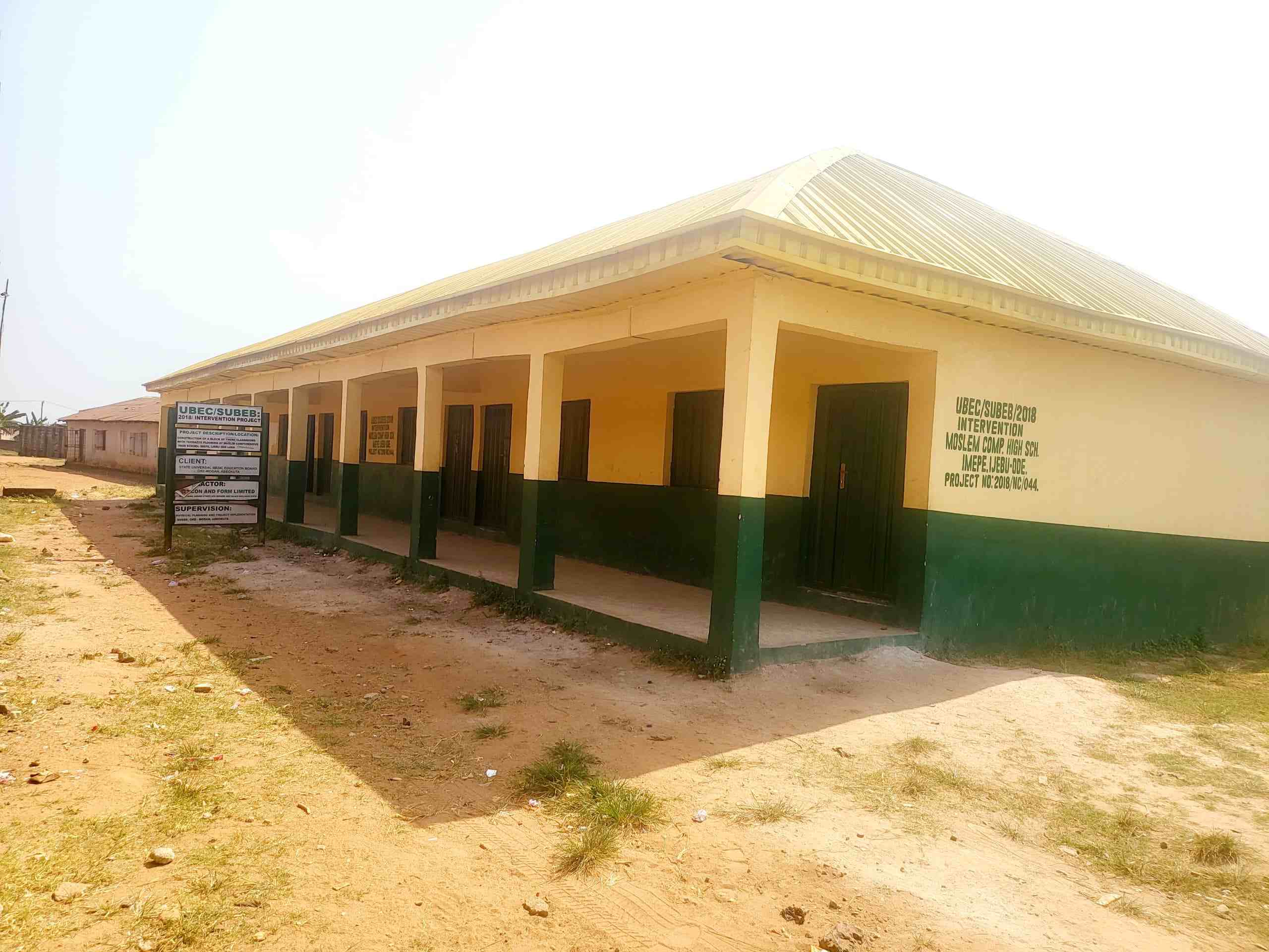Construction of a Block of 3 Classrooms at Moslem Comprehensive School (SUBEB Project)