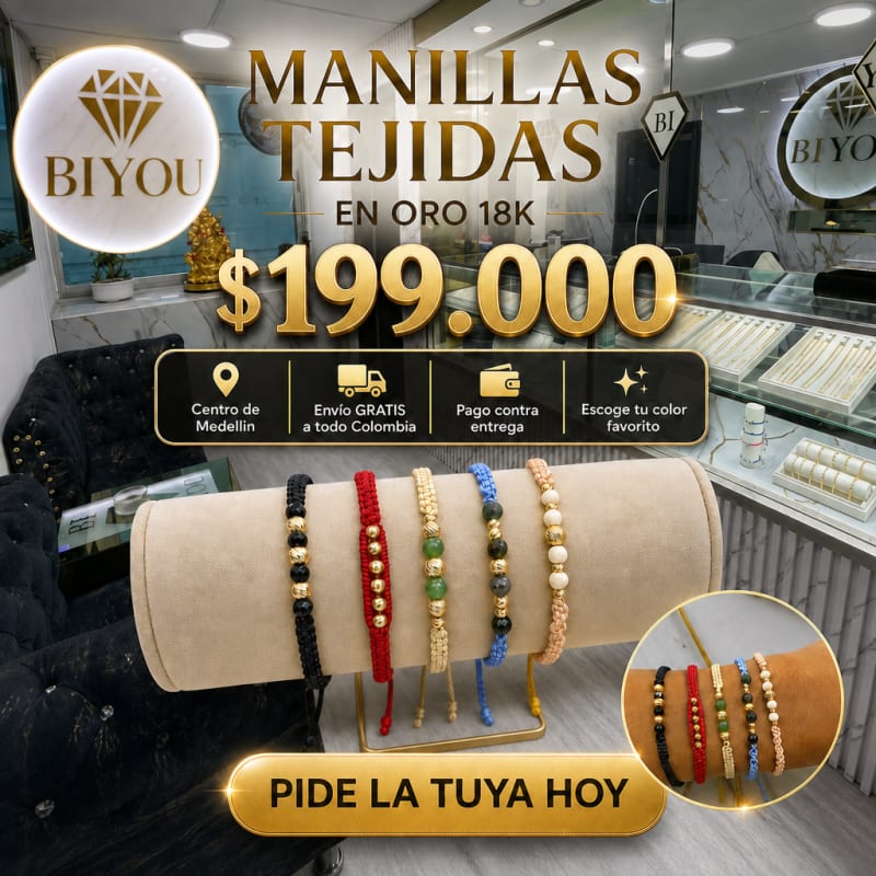 Manillas Tejidas Oro 18K Bi You — $199.000