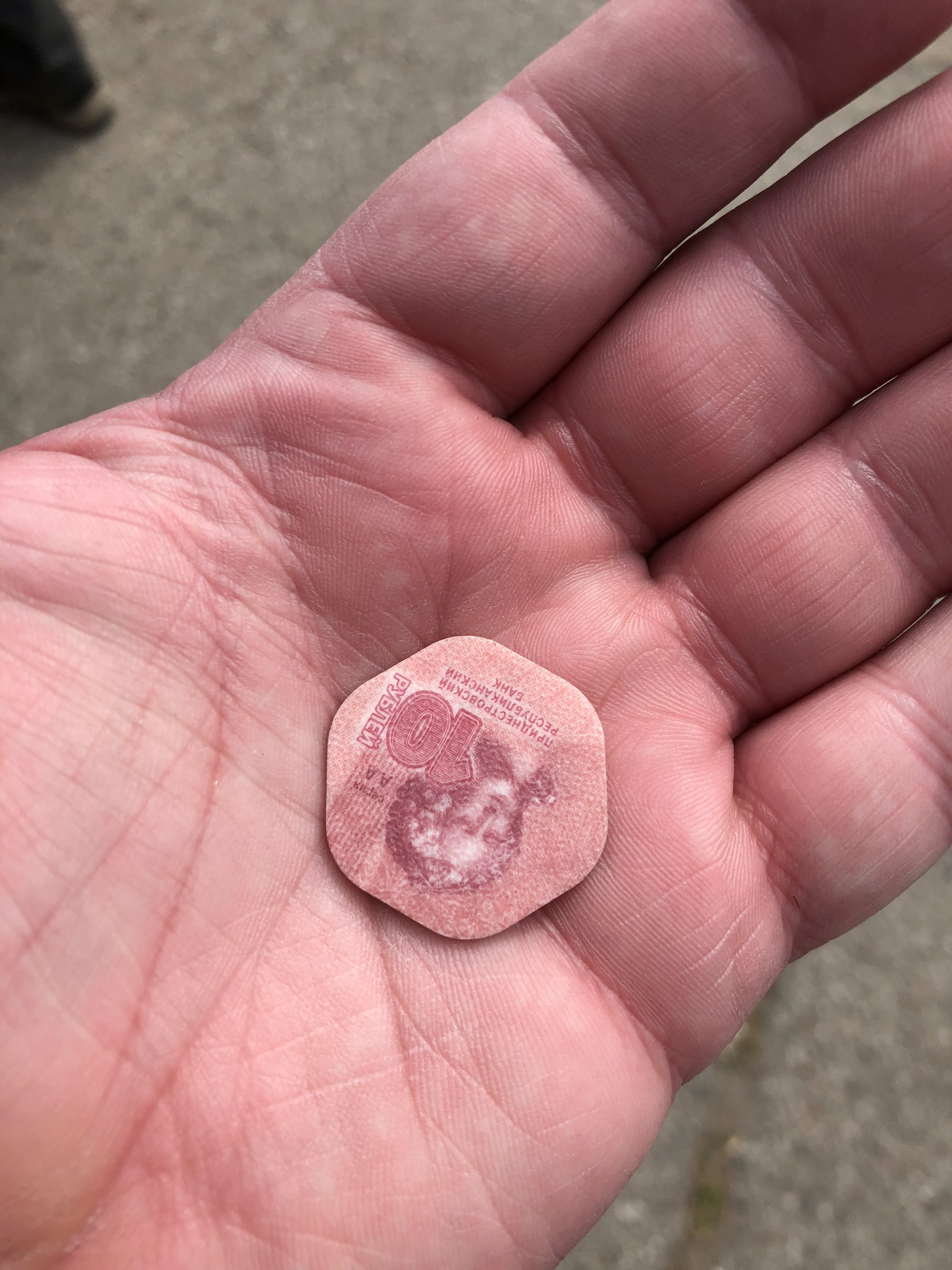 Plastic Rouble coins in Transnistria