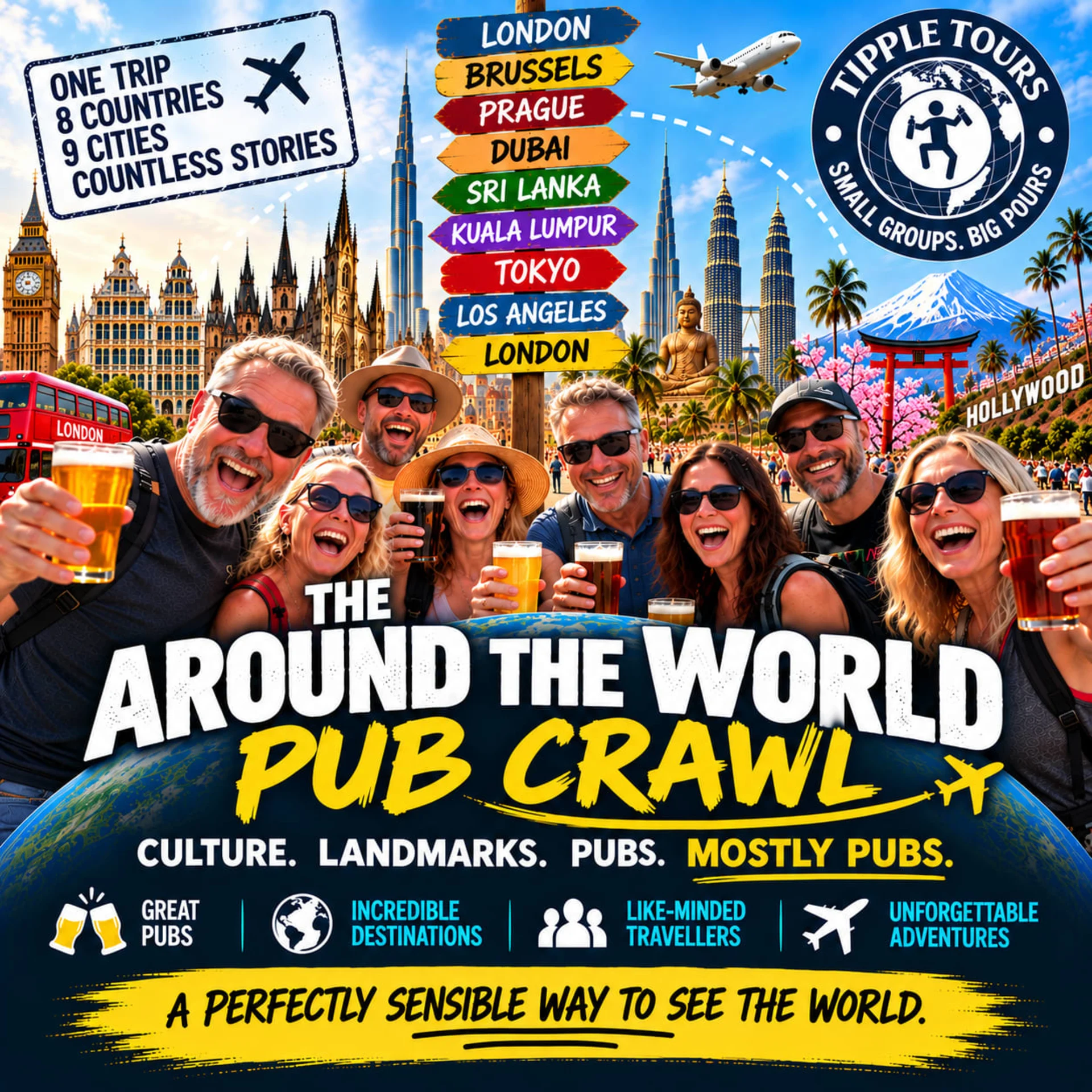Around The World Pub Crawl 2027 - Small group wine tour in World with Tipple Tours