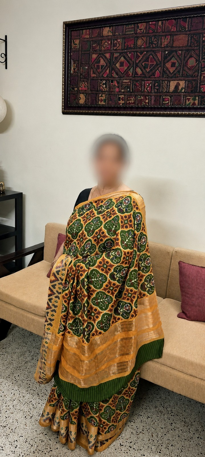 Patola print saree drape by Sonal Chaturvedi