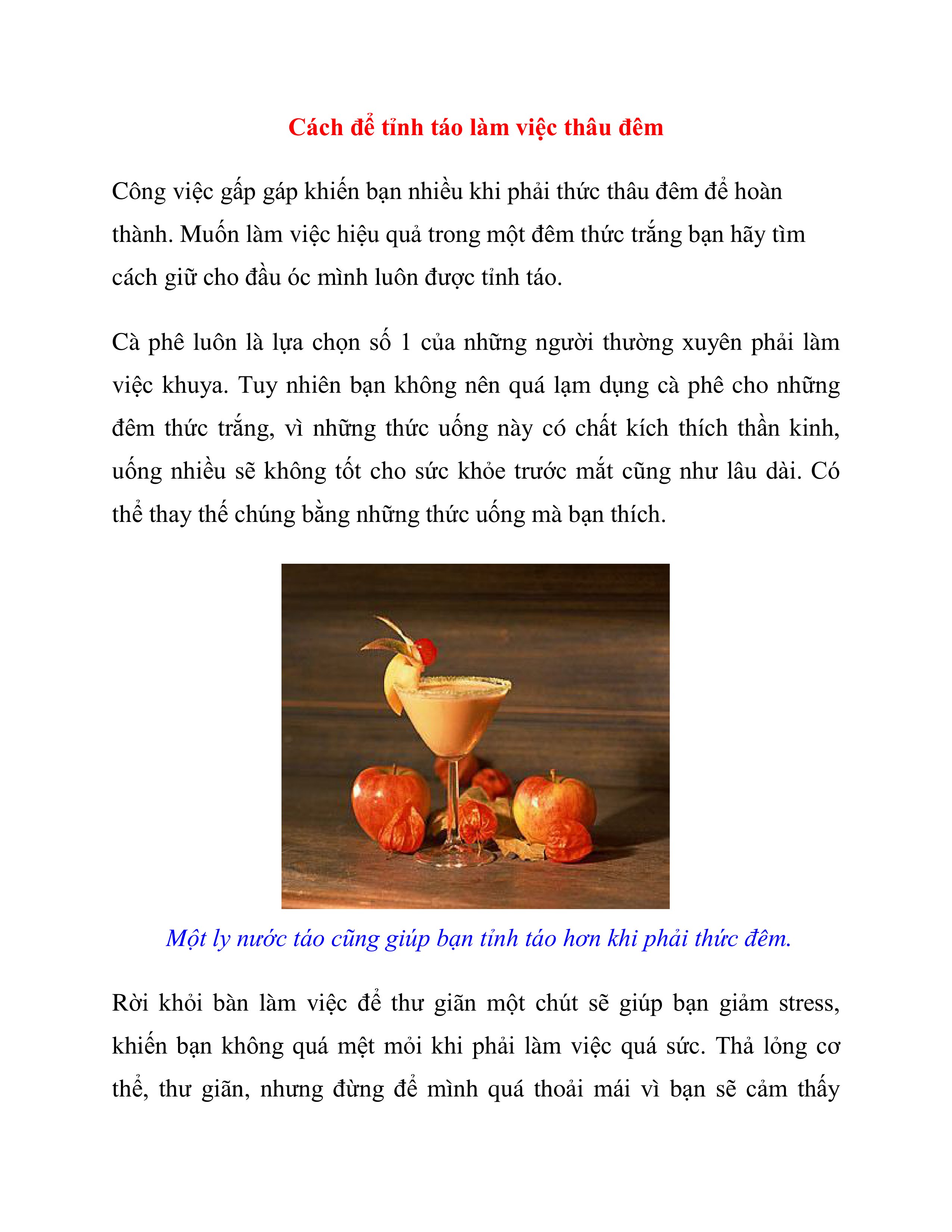 Cách để tỉnh táo làm việc thâu đêm ppsx