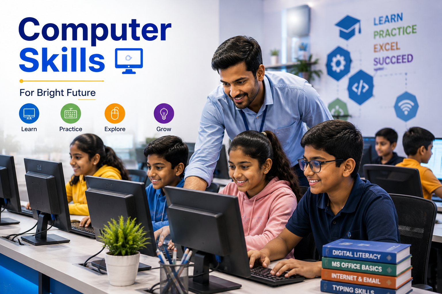 Students practicing coding
