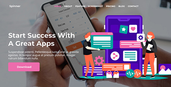 Spinner - App Landing PSD Template