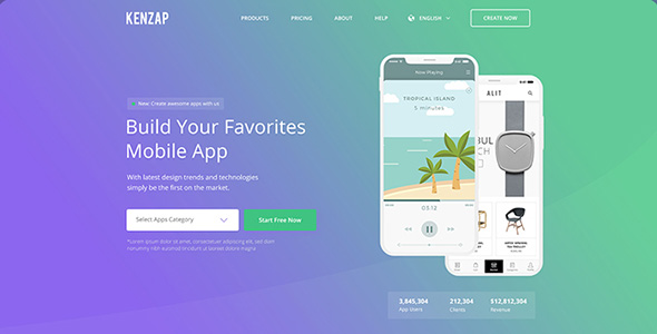 Kenzap - Creative Company Landing PSD Template