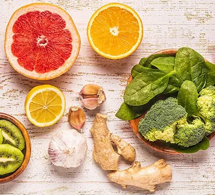 Fresh seasonal fruits and vegetables boosting immunity naturally