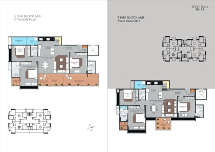 3 BHK Flat floor plan