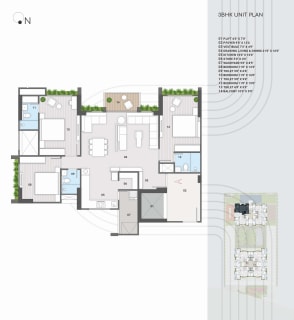 3 BHK floor plan