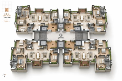 4 BHK Flat A floor plan