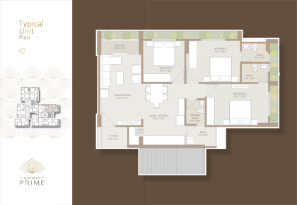 3 BHK floor plan