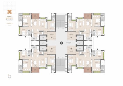 3 BHK floor plan