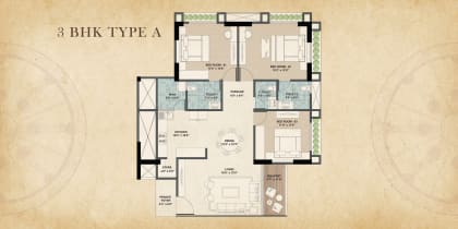 3 BHK Type A floor plan